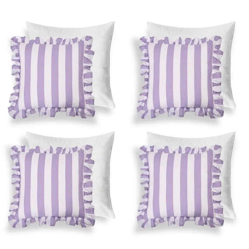 4 Pack Stripe Frill Filled Cushion Cover - OHS