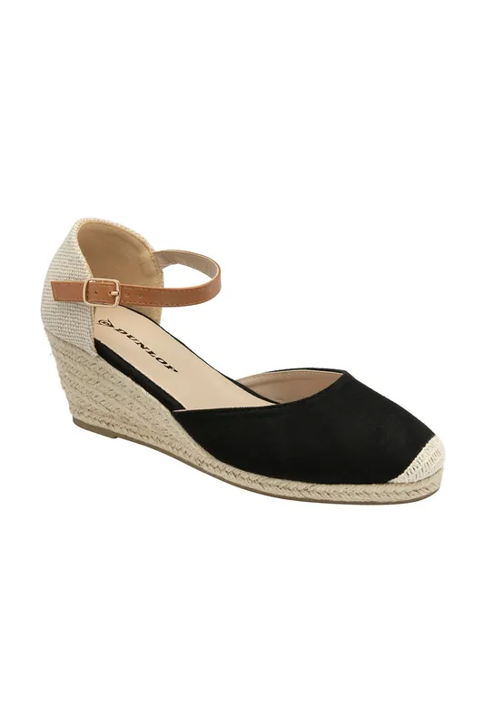 Black 'Rana III' Wedge Esparille Sandals - Dunlop