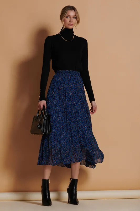 Saige Print Pleated Maxi Skirt - Jolie Moi