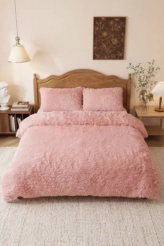 3Pcs Soft Skin-friendly Faux Mink Fleece Duvet Set