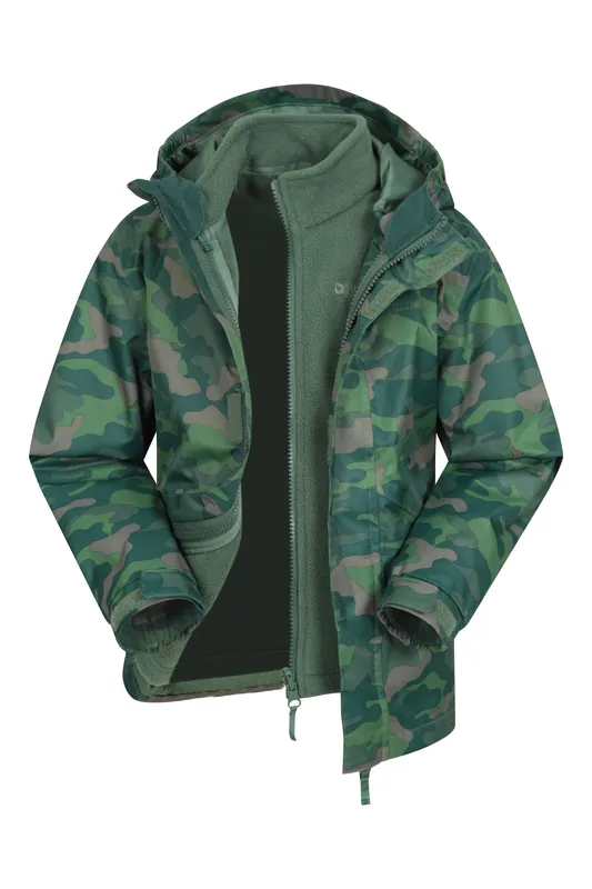 Atom' Bold Print Waterproof Hooded Inner Fleece Rain Jacket - Mountain Warehouse