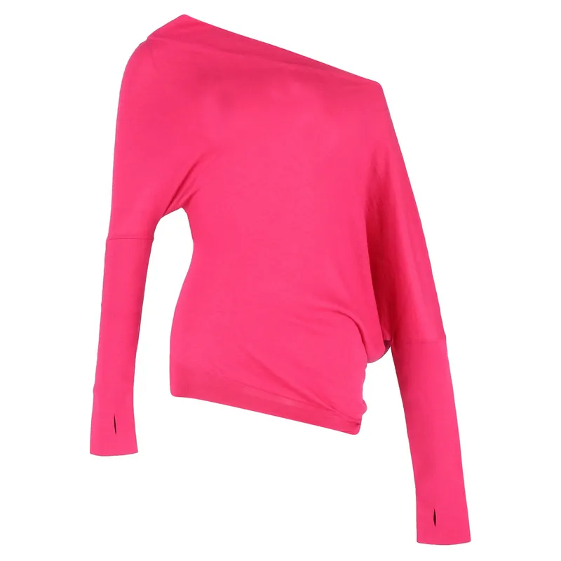Preloved One-Shoulder Asymmetric Jumper in Pink Cashmere