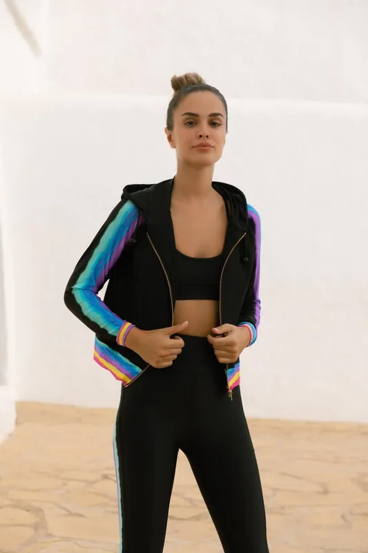 Samaya Stripe Print Bomber Jacket Casual Breathable Zip Up Jumper - Dancing Leopard