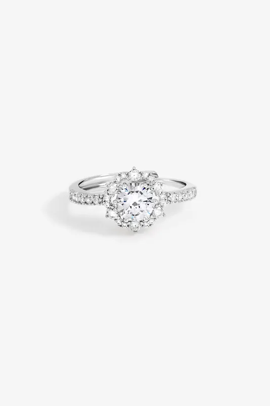 Rhodium Plated Statement Crystal Engagement Ring - Jon Richard