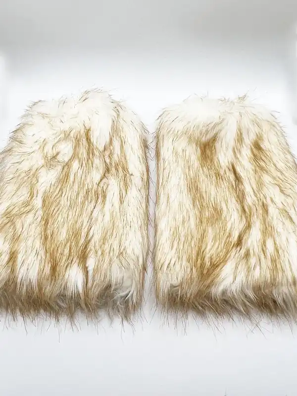Faux Fur Leg Warmers Beige and White - SVNX