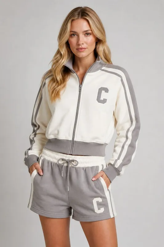 Fleece Zip-Up Jacket and Shorts Co-ord Set