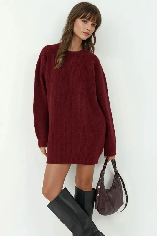 Knit Mini Dress with Crew Neck - Hiccup