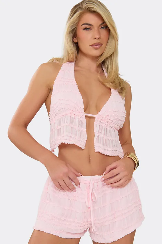 Sleeveless Halter Neck Textured Top - EGO