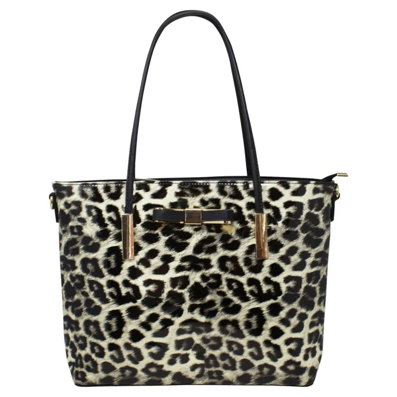 Patent Leopard Print Tote Bag - SVNX