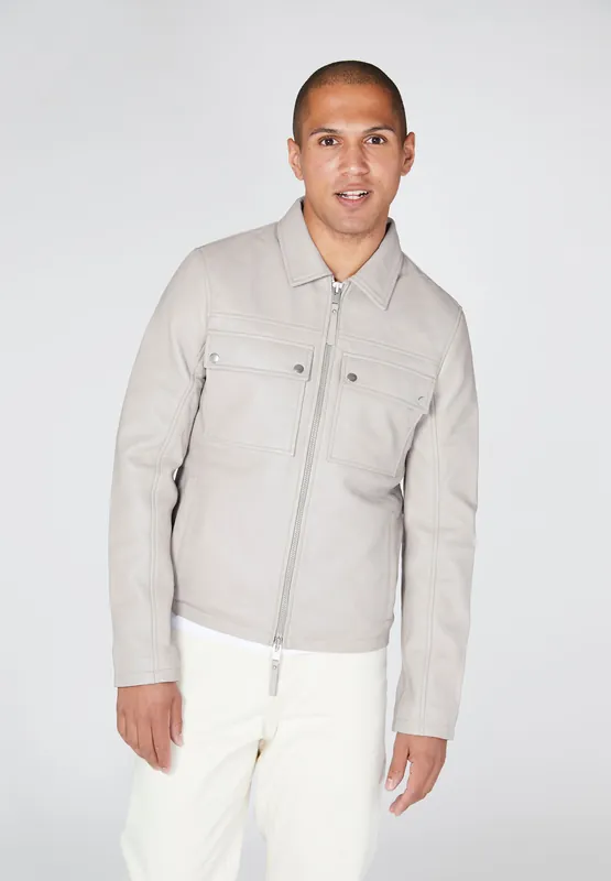 Real Leather Double Pocket Overshirt Jacket - Bolongaro Trevor