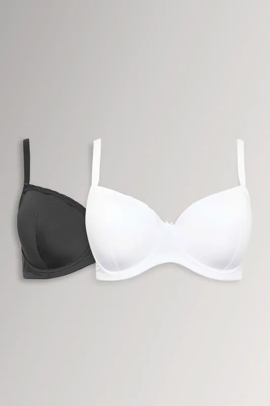 2 Pack Lace Trim T-Shirt Bras