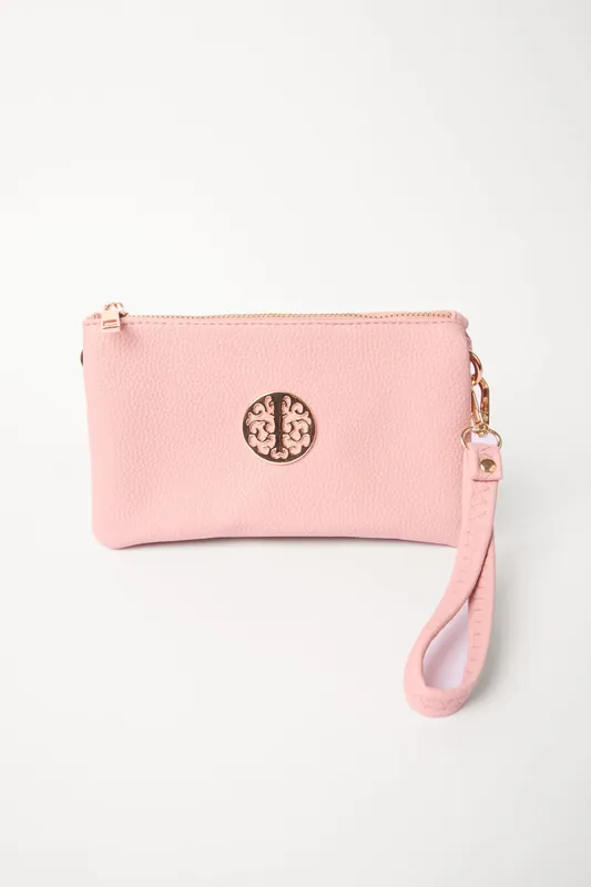 Detailed Zip Up Purse With Detachable Strap - Blue Vanilla