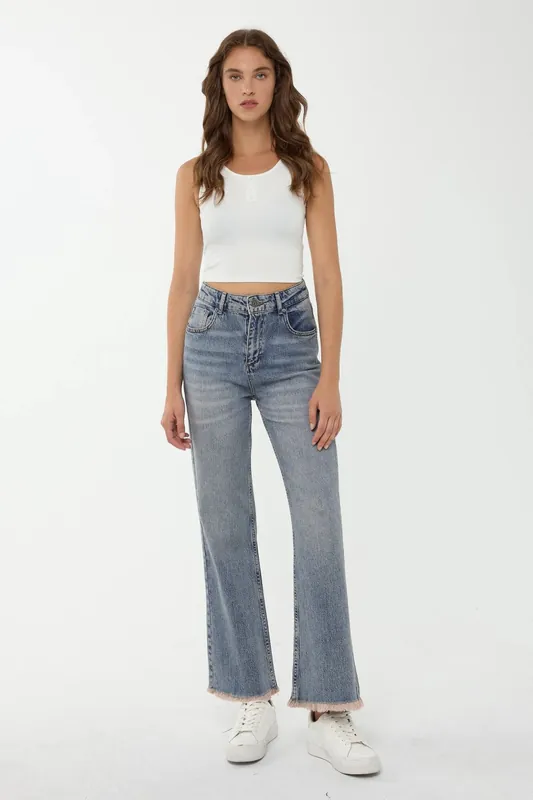 High Waist Boot Cuff Jeans - Hiccup
