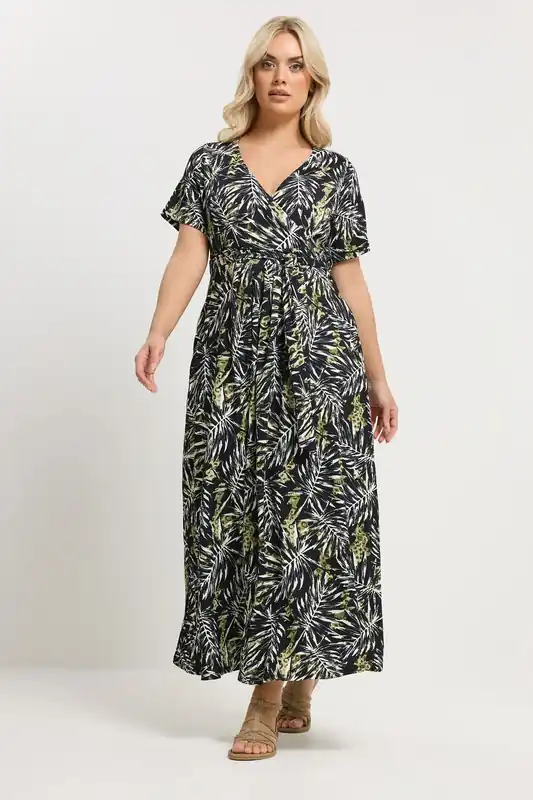 Leaf Wrap Front Maxi Dress - Yours