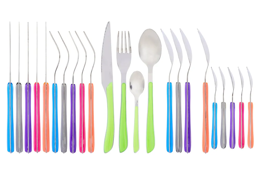 Bright 24Pc Multi Coloured Cutlery, Versatile Quality Set For Kitchen, Portable Cutlery Set For Travelling - Orsina