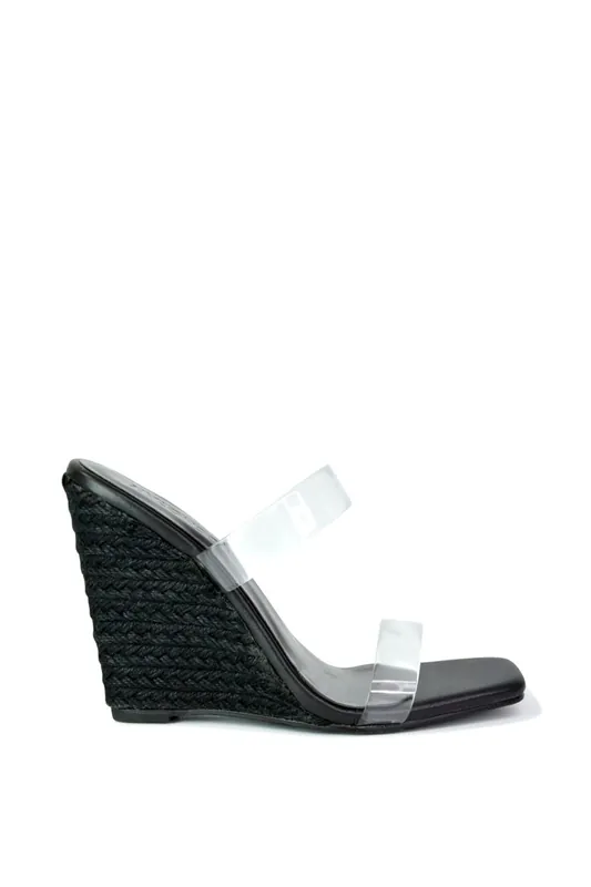 Shea' Perspex Strappy Espadrilles Wedge Heel Sandals - XY London