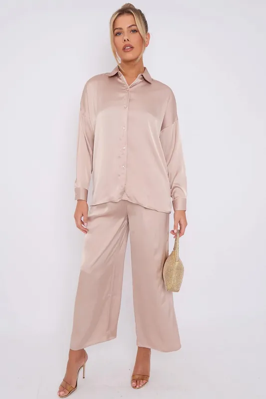 Champagne Brushed Satin Shirt - Love Sunshine