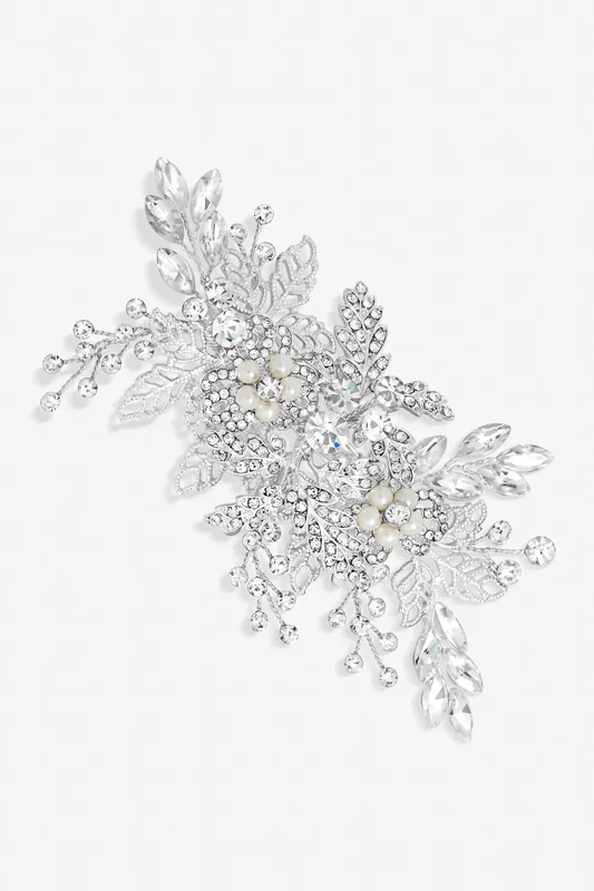 Suzie Open Leaf And Crystal Clip - Jon Richard