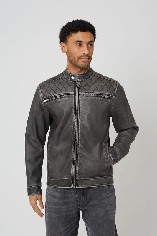 Onion Quilted Vintage PU Biker Jacket - Brave Soul