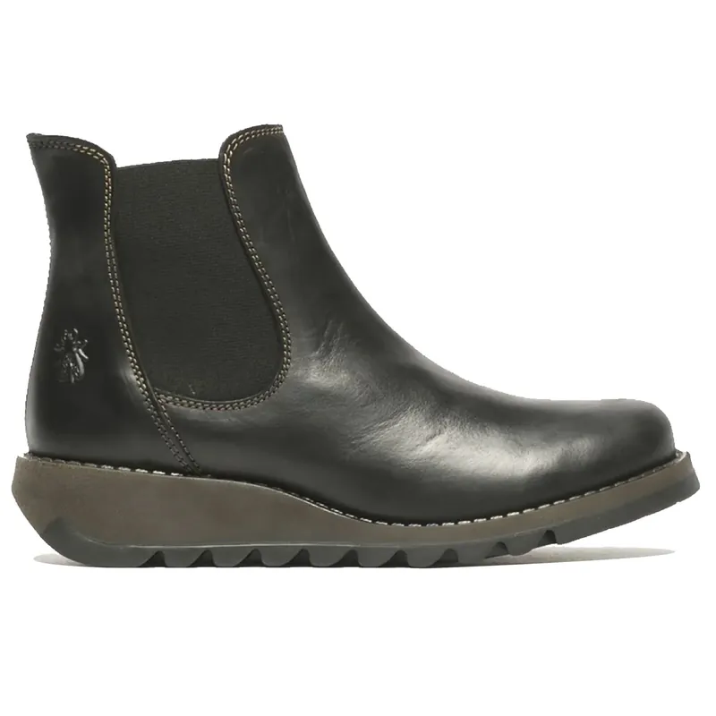 Wedge Heel Pull On Leather Chelsea Ankle Boots - TruClothing