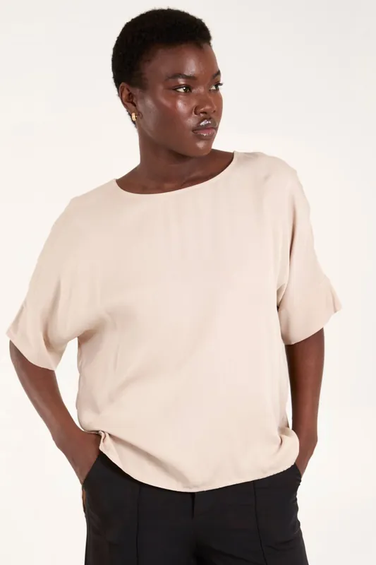 Button Back Viscose Top - Blue Vanilla
