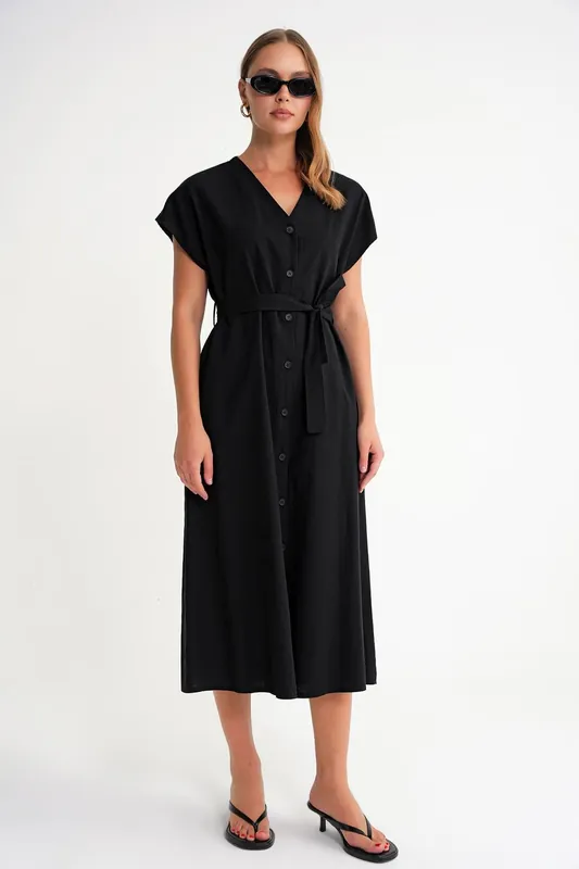 Belted Shirt Dress - MixRay
