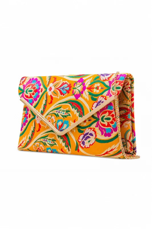 V Shape Envelope Embroidered Clutch Evening Bag - Kitise