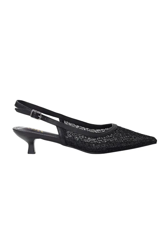 Lace Mesh Pointed Slingback Pumps Low Heels - MODISHION