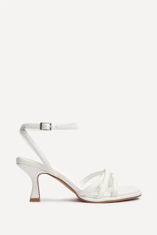 Faro White Strappy Heeled Sandals - Linzi