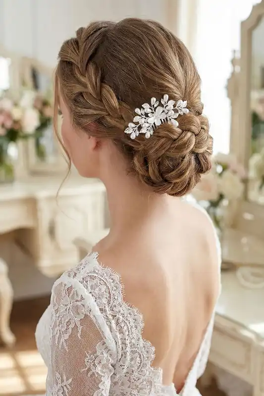 Delicate Floral & Leaf Wedding Hair Comb - MODISHION