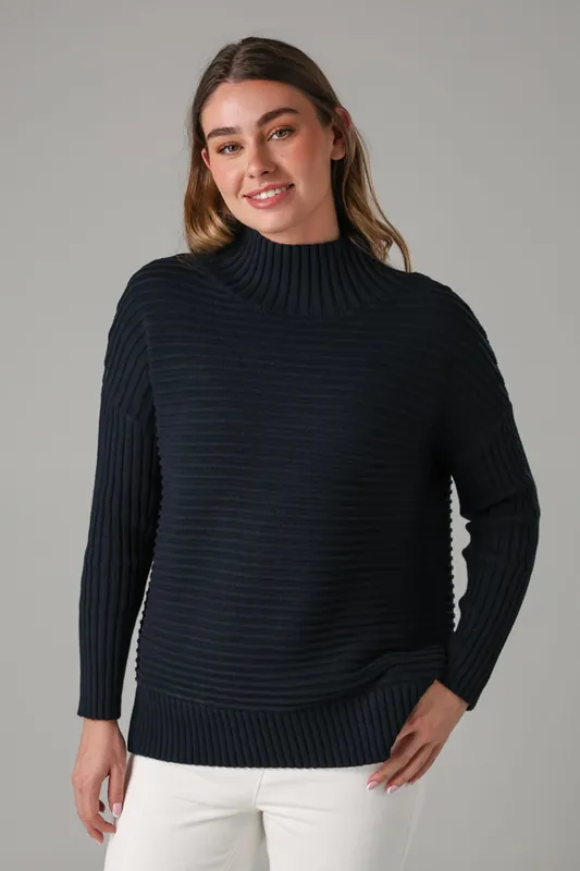 Cotton Ribbed Knit High Neck Jumper - French Connection