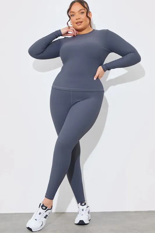 Charcoal Rib Long Sleeve Top - In The Style