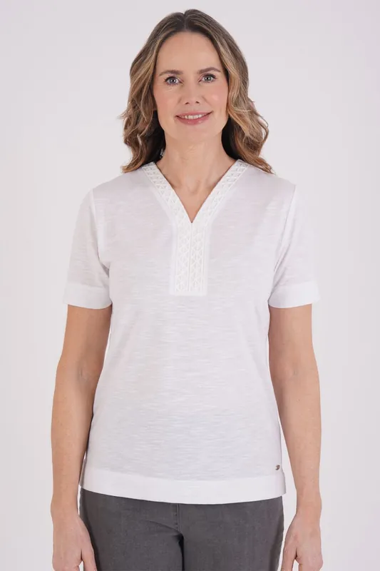 Embroidered Neckline Top - Tigi