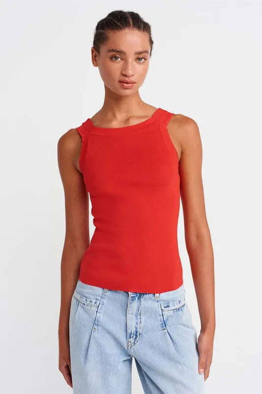 Sleeveless Ribbed Square-neck Blouse