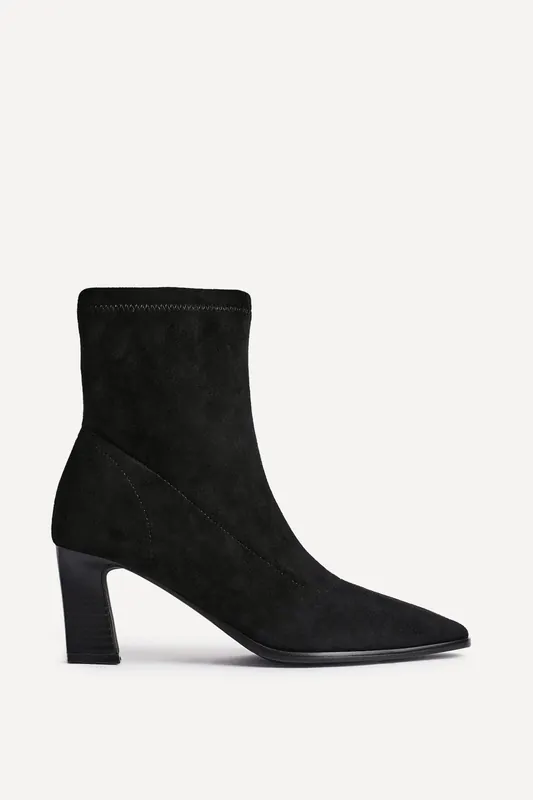 Blaze Black Faux Suede Sock Ankle Boot - Linzi
