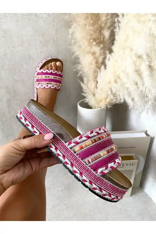 Lilian Thick Wedge Heel Braided Platform Sandals - IKRUSH