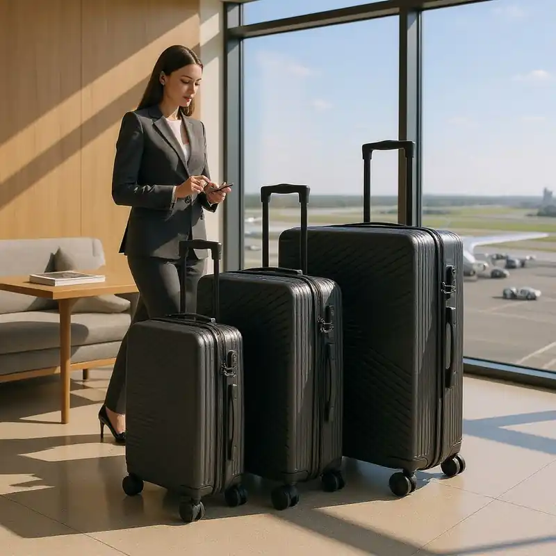 Hardshell Suitcase Robust 8 Wheel Cabin Luggage Case Bag - Infinity Leather