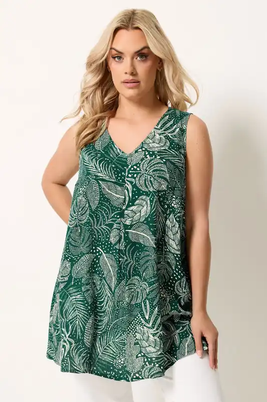 Leaf Print Cami Vest Top - Yours