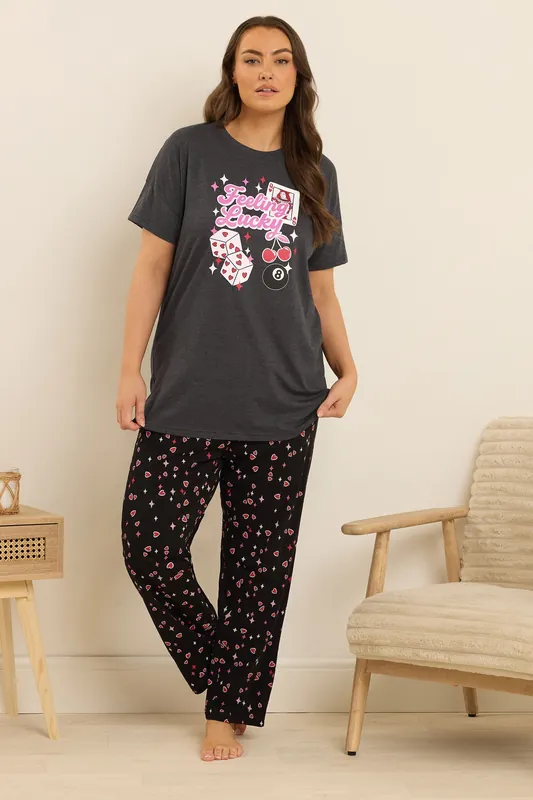 Feeling Lucky' Wide Leg Pyjama Set - Yours