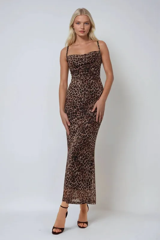 Printed Bodycon Maxi Dress - Hiccup