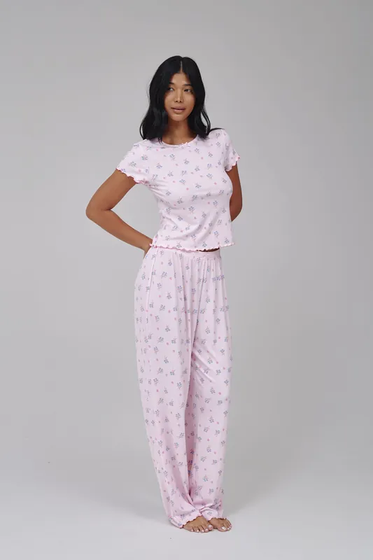 Ditsy Floral Top And Trouser Pj Set - Loungeable