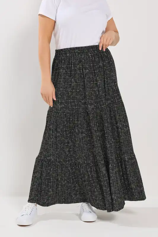 Abstract Check Tiered Skirt - Yours
