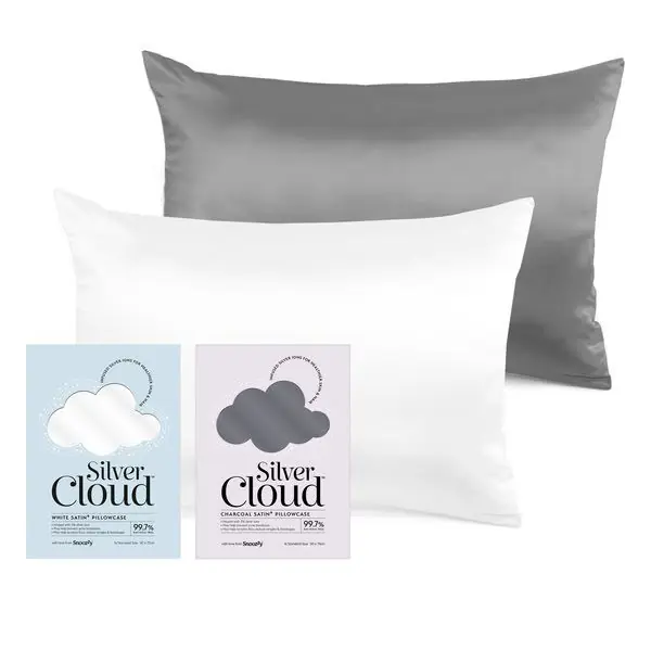 Silver Cloud Silver Ion Infused White & Charcoal Pillowcase Set
