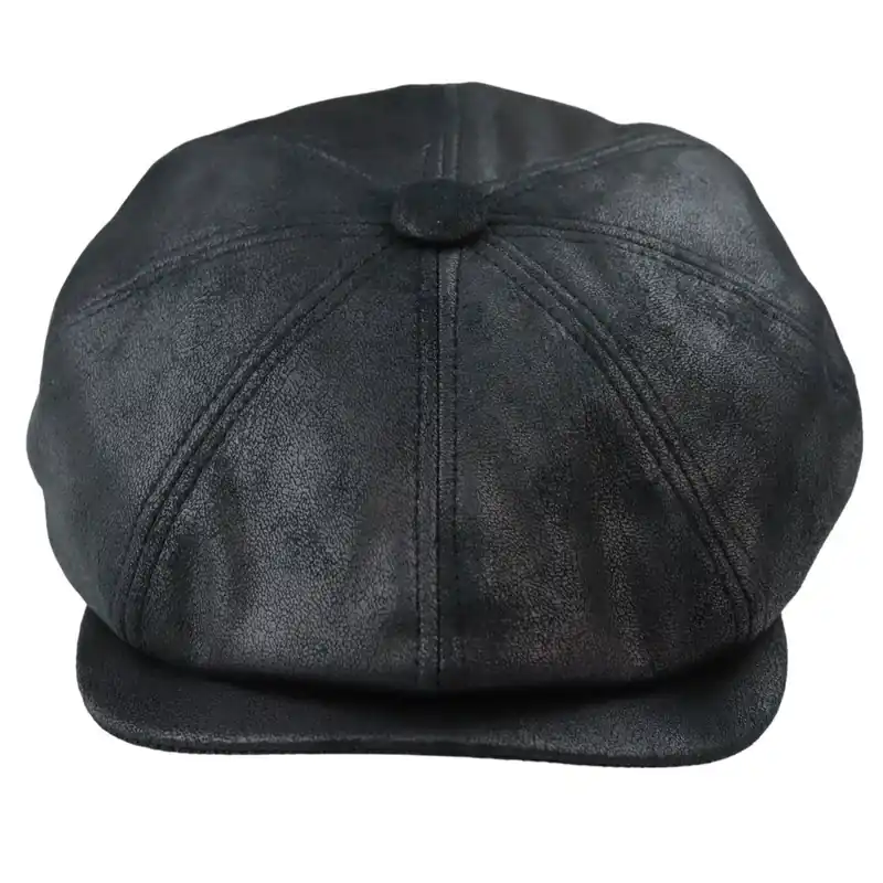 8 Panel Razor Baker Boy PU Leather Hat - TruClothing