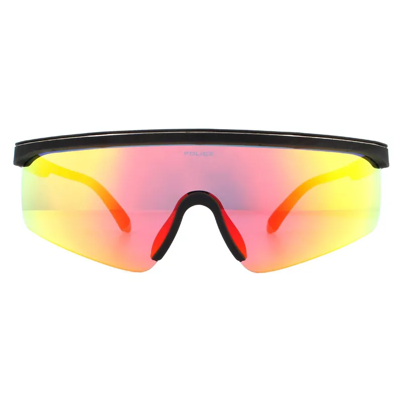 Wrap Rubberised Black Red Mirror Sunglasses - Police