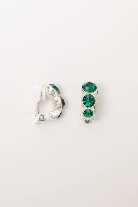 Silver Plated Graduated Crystal Round Clip Earrings - Jon Richard