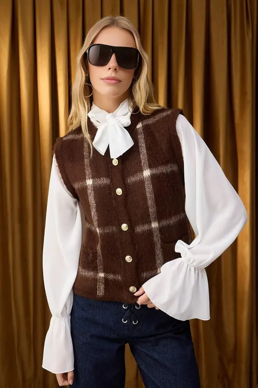 Tailored Button-Front V-Neck Waistcoat