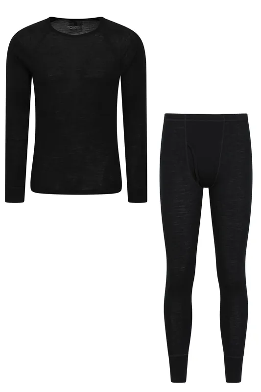 Breathable Round Neck Comfy Merino Wool Thermal Top and Pants Set - Mountain Warehouse