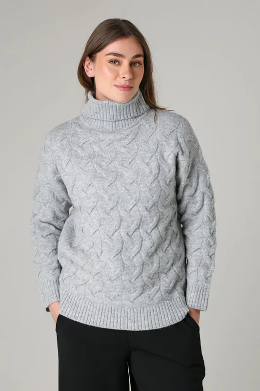 Cable Knit Roll Neck Long Sleeve Jumper - French Connection