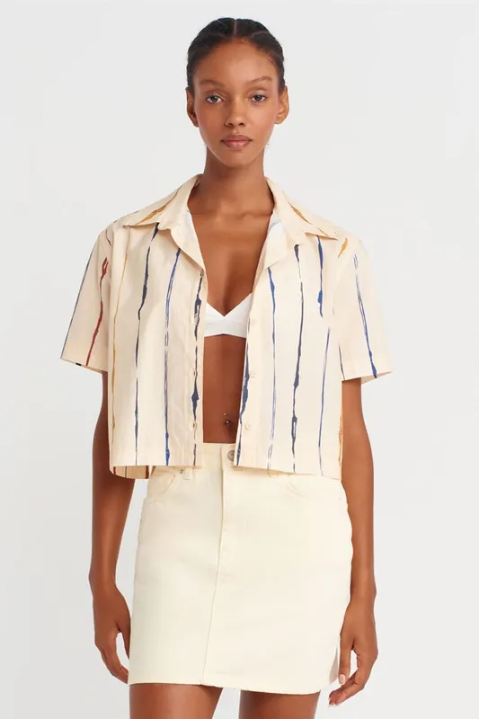 Women’s Striped Crop Shirt - Dilvin